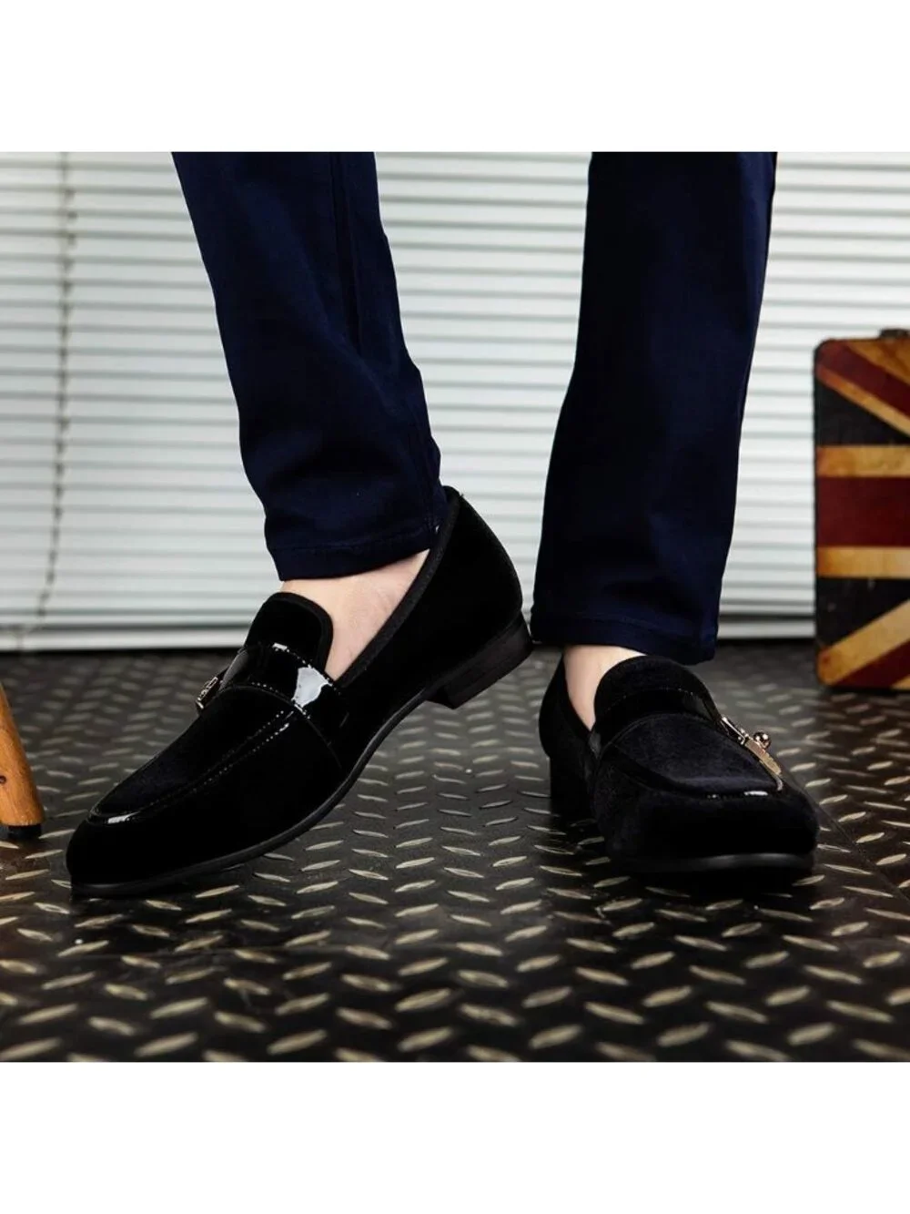 Men's Black Button Toe Bit Loafers Slip On Dress Shoes Classic Party Fashion